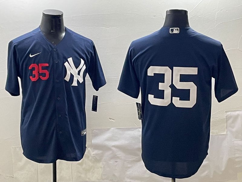 Men New York Yankees 35 No Name Black Game 2025 Nike MLB Jersey style 3162
